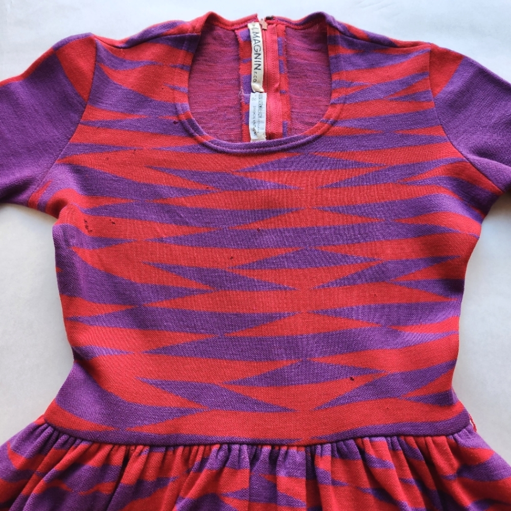 Vintage l. Magnin Rudi Gernreich Purple Red Long Sleeve Dress 10 - Picture 6 of 16